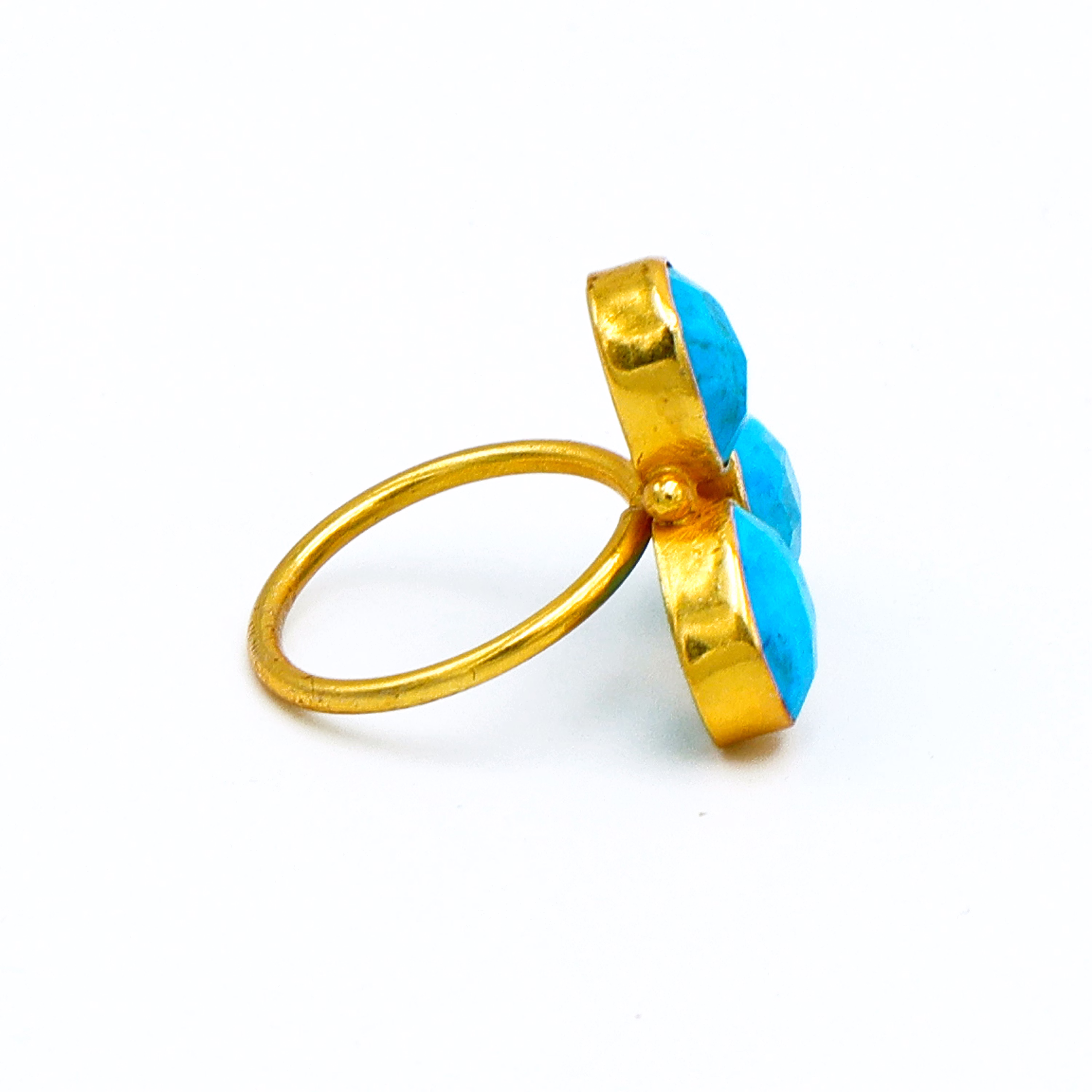Dua Turquoise Oval Ring | Gold Plated Women’s Adjustable Statement Ring image 3