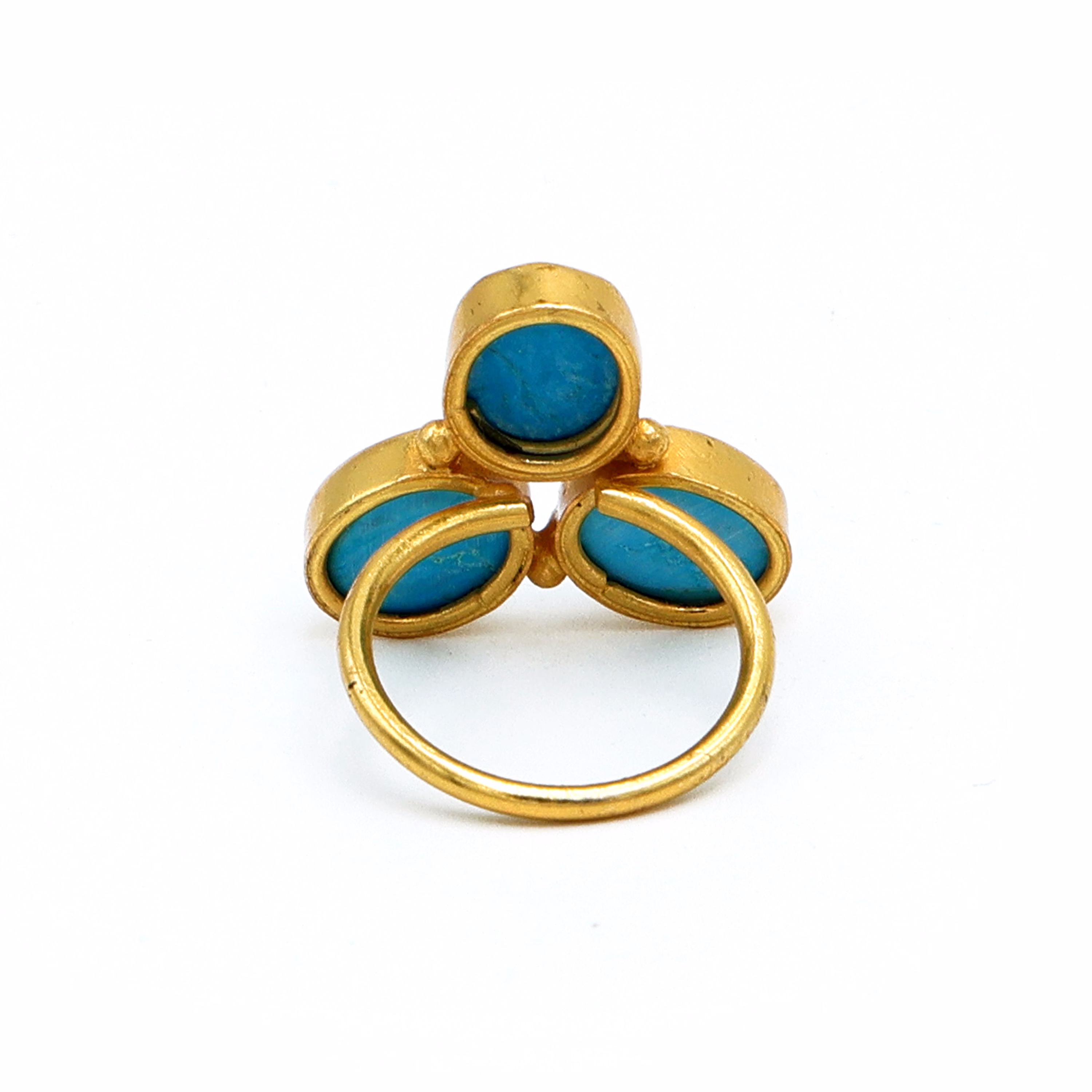 Dua Turquoise Oval Ring | Gold Plated Women’s Adjustable Statement Ring image 4