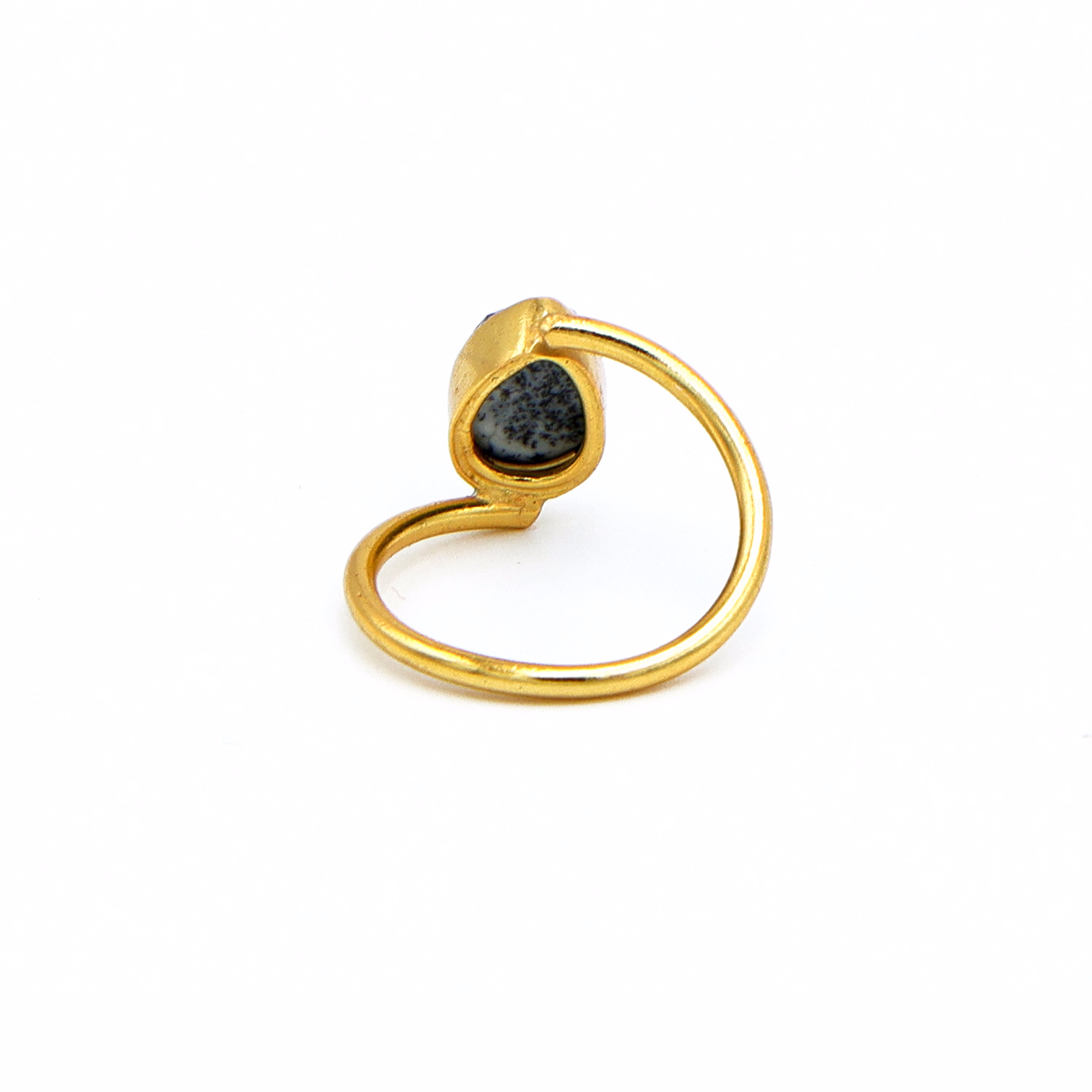 Dua Dendrite Opal Gold-Plated Adjustable Pear Ring – Multicolor Gemstone Statement Jewelry image 4