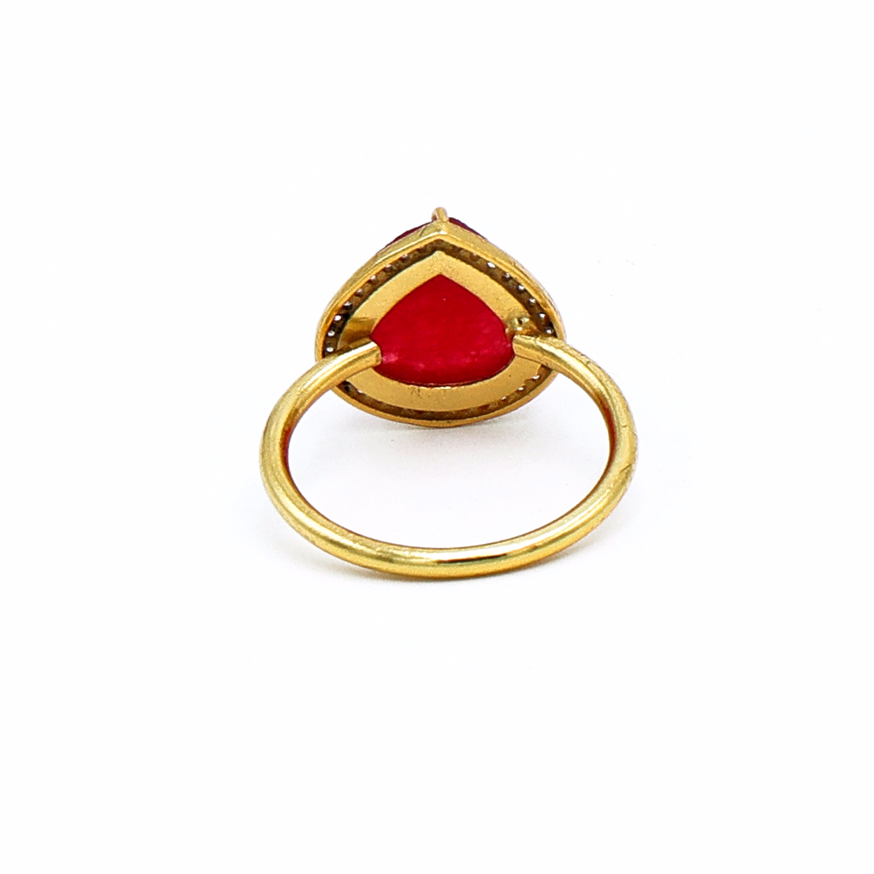 Dua Red Jade Gold-Plated Adjustable Heart Ring – Red Gemstone Romantic Statement Jewelry image 4
