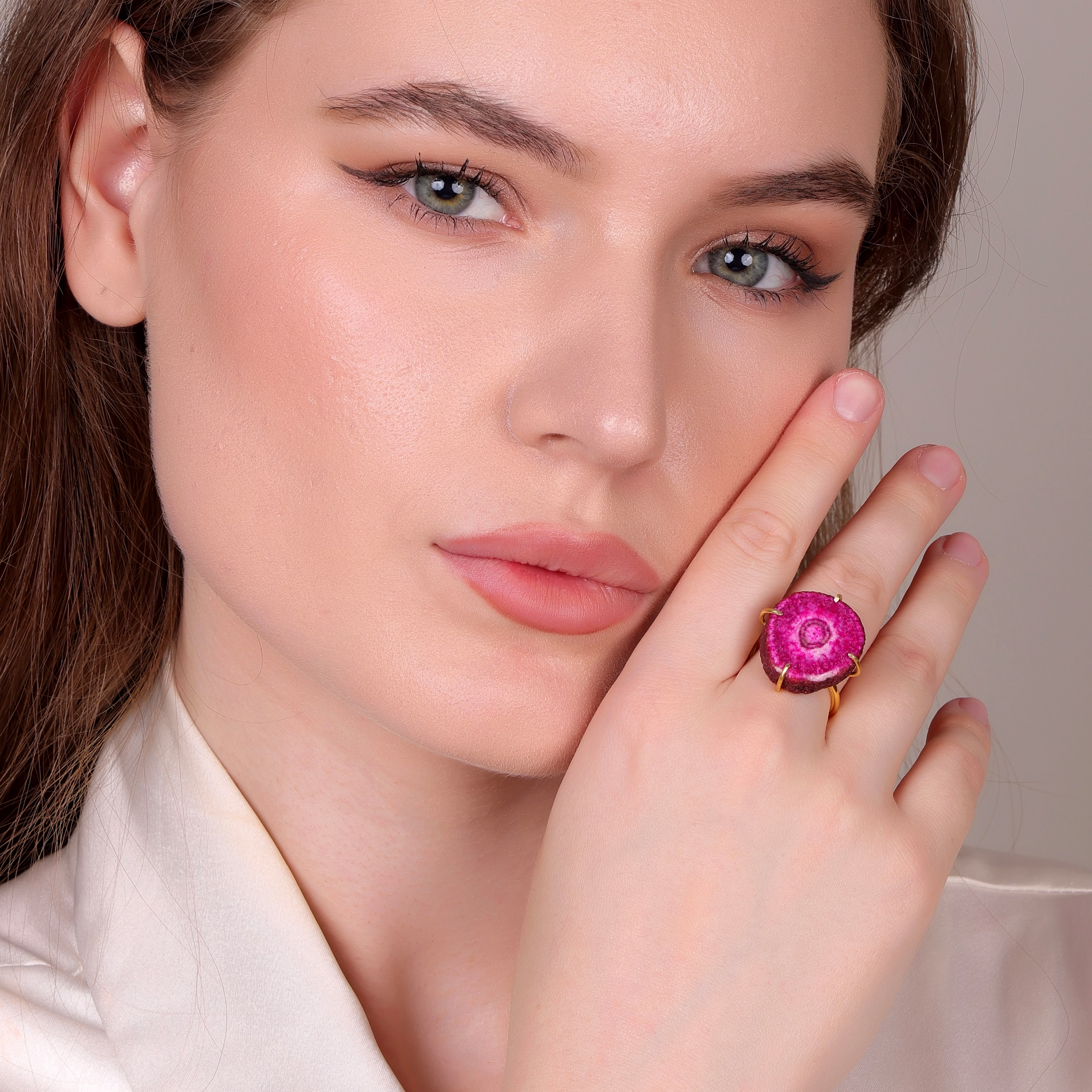 Dua Solar Quartz Gold-Plated Adjustable Ring – Bold Statement Jewelry for Women & Girls image 6