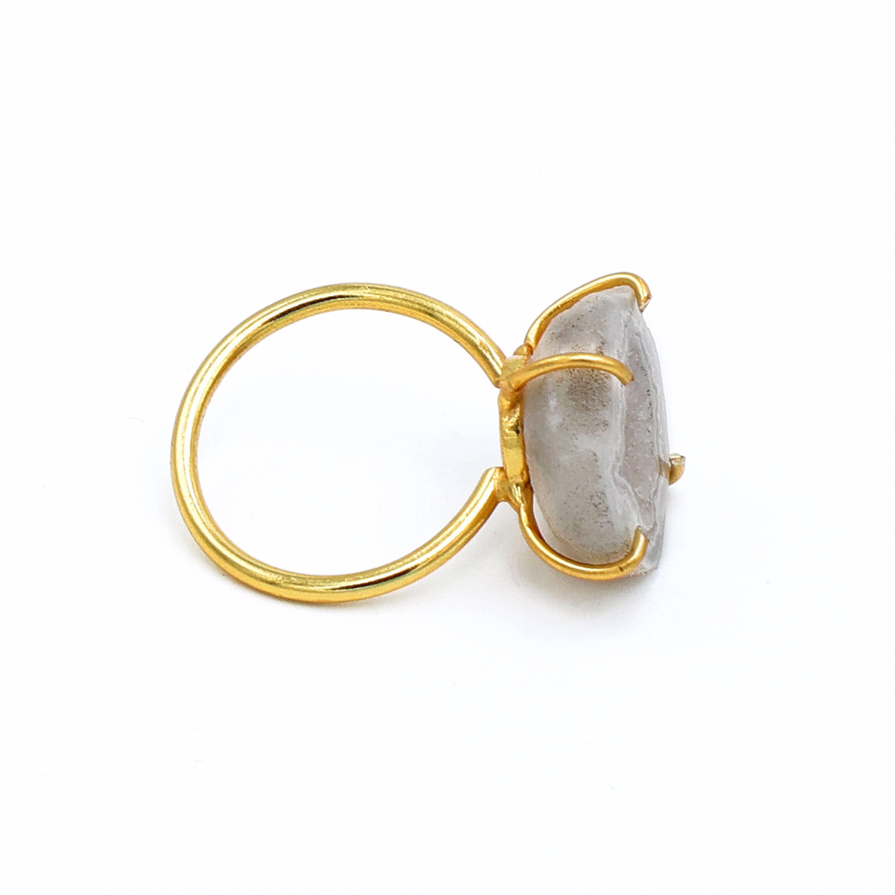 Dua Grey Druzy Gold-Plated Adjustable Ring – Raw Stone Contemporary Jewelry for Women image 3