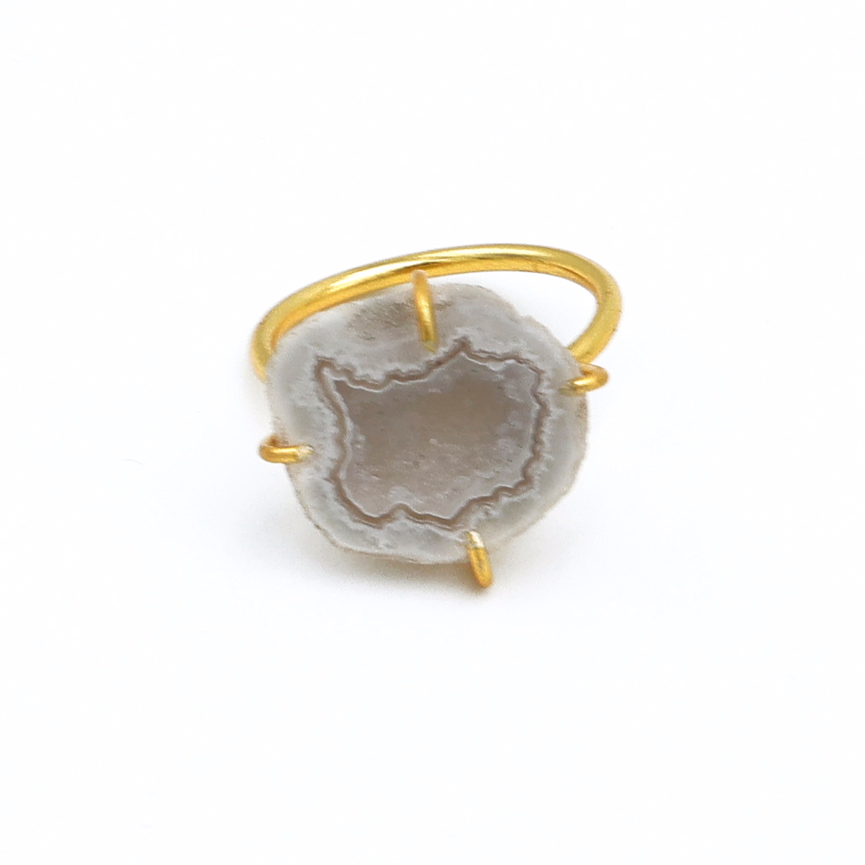 Dua Grey Druzy Gold-Plated Adjustable Ring – Raw Stone Contemporary Jewelry for Women image 2