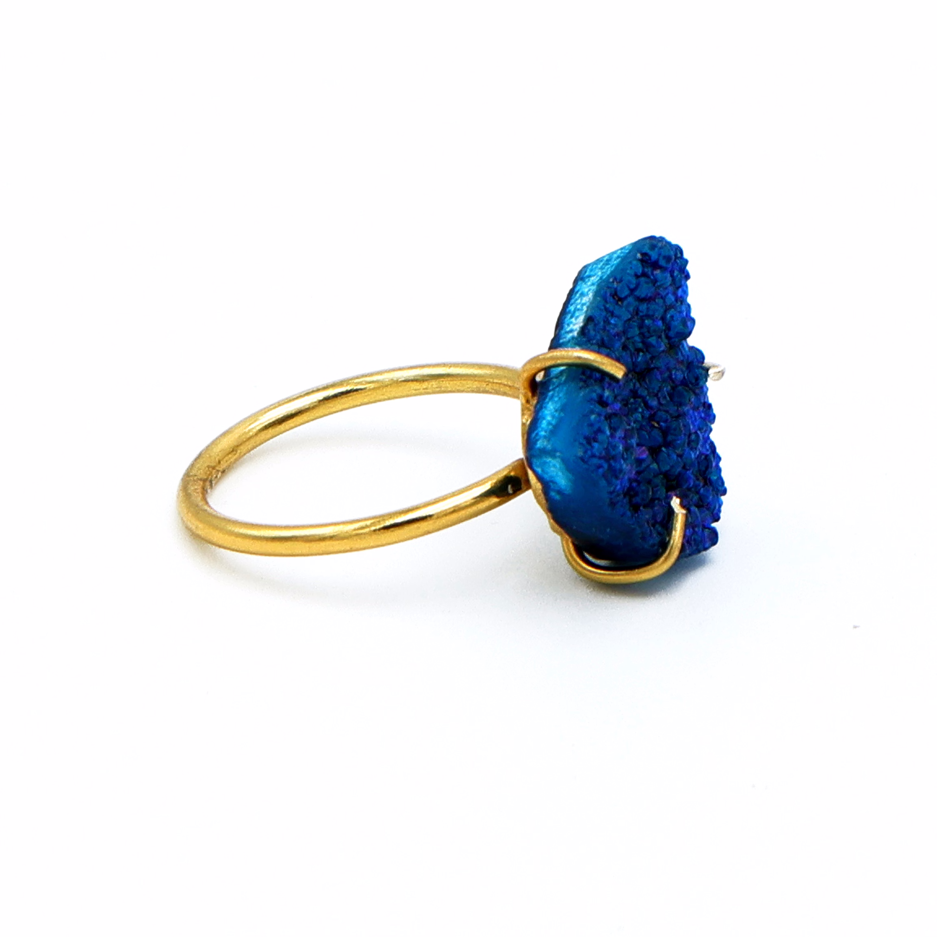 Dua Peacock Druzy Gold-Plated Adjustable Ring – Artistic Boho Jewelry for Women image 3