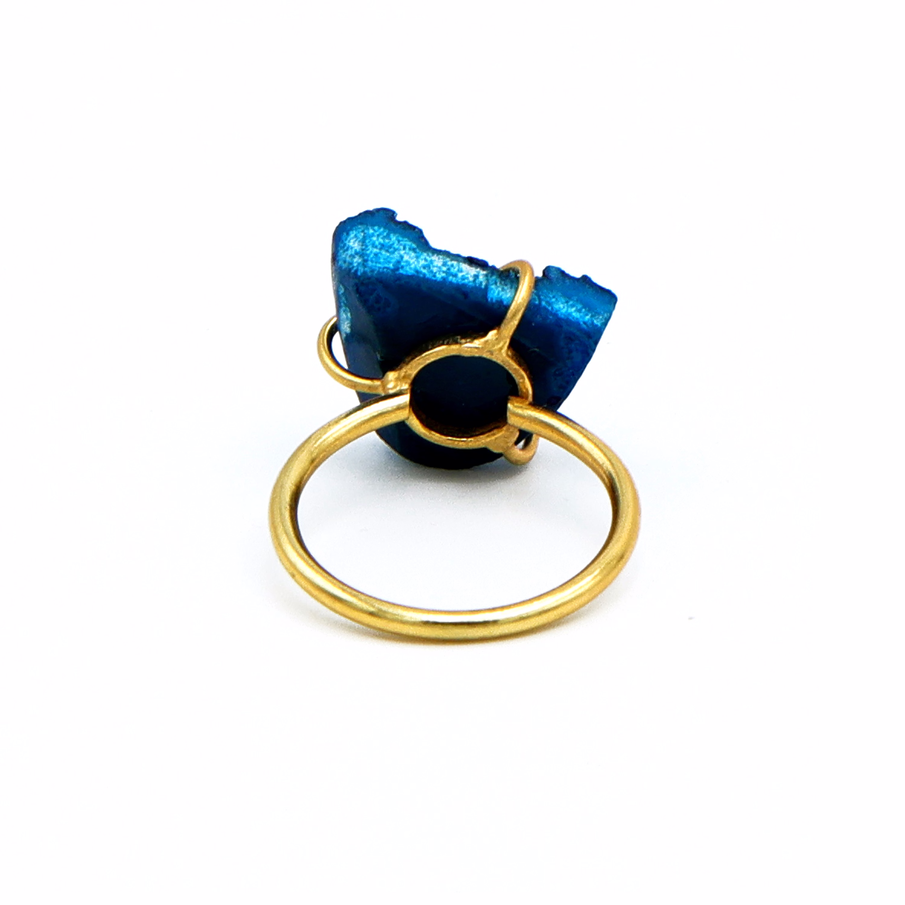 Dua Peacock Druzy Gold-Plated Adjustable Ring – Artistic Boho Jewelry for Women image 4