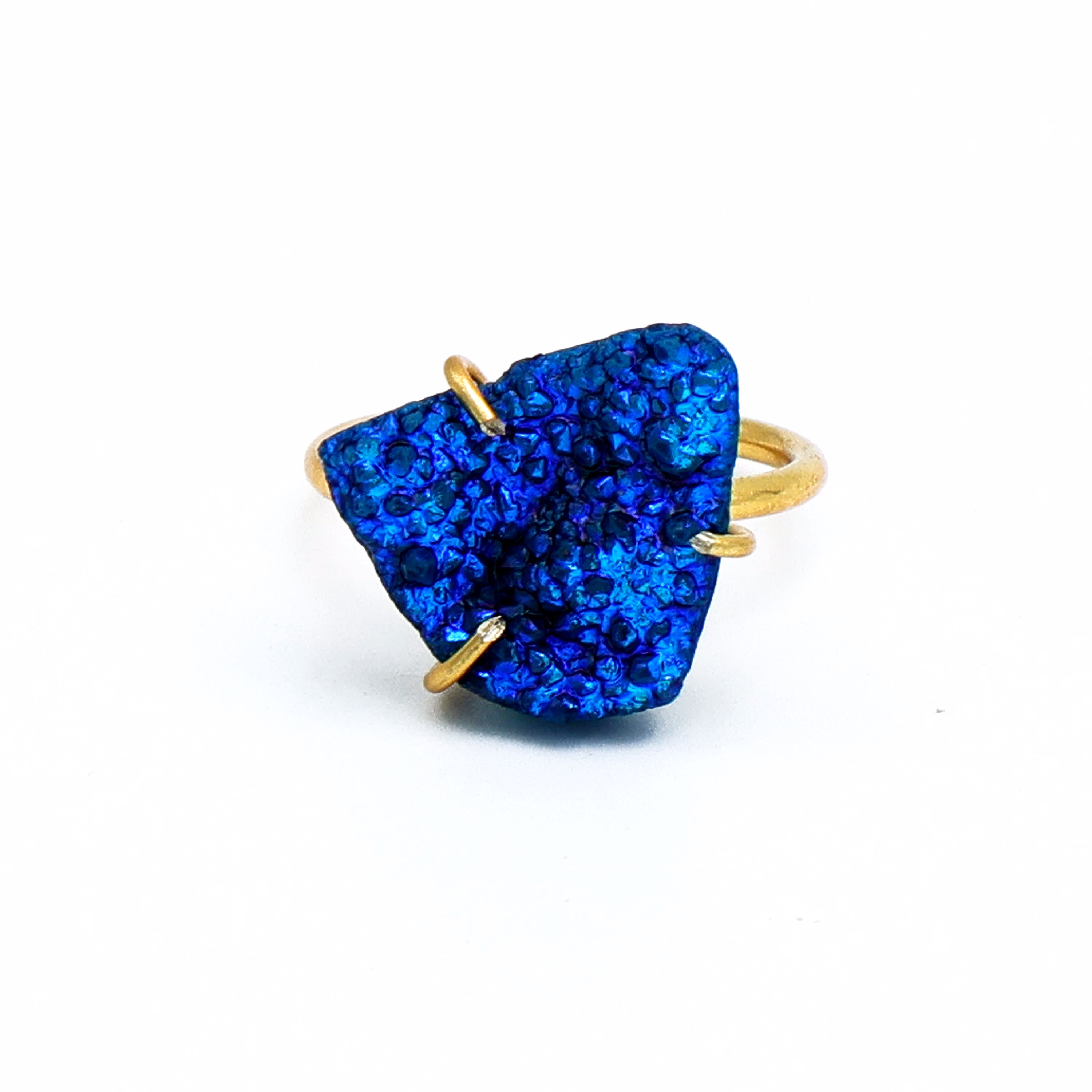 Dua Peacock Druzy Gold-Plated Adjustable Ring – Artistic Boho Jewelry for Women image 2