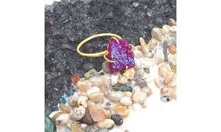 Dua Pink Druzy Gold-Plated Adjustable Ring – Minimalist Handcrafted Jewelry for Women