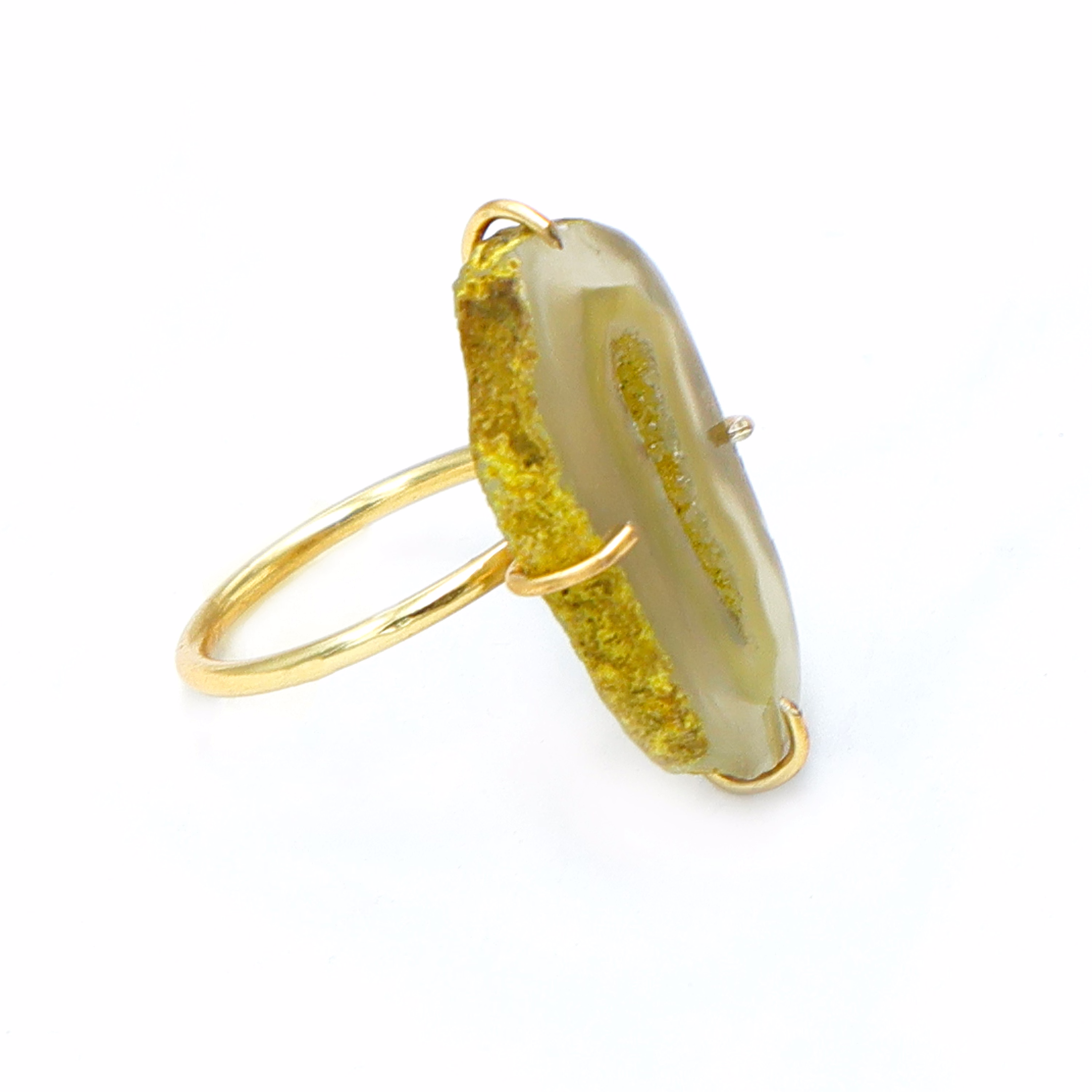 Dua Yellow Agate Gold-Plated Adjustable Ring – Contemporary Natural Stone Jewelry for Women image 3