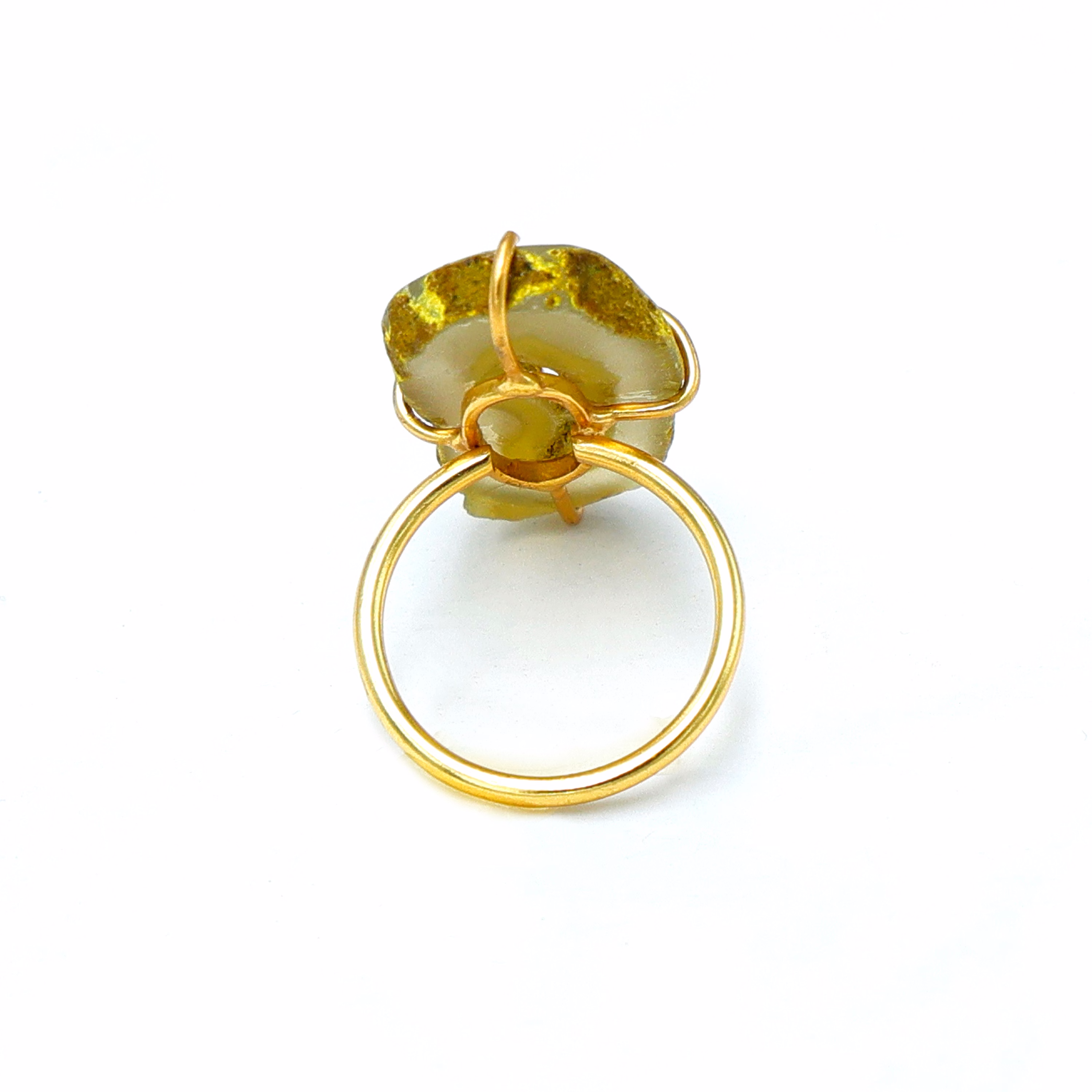 Dua Yellow Agate Gold-Plated Adjustable Ring – Contemporary Natural Stone Jewelry for Women image 4