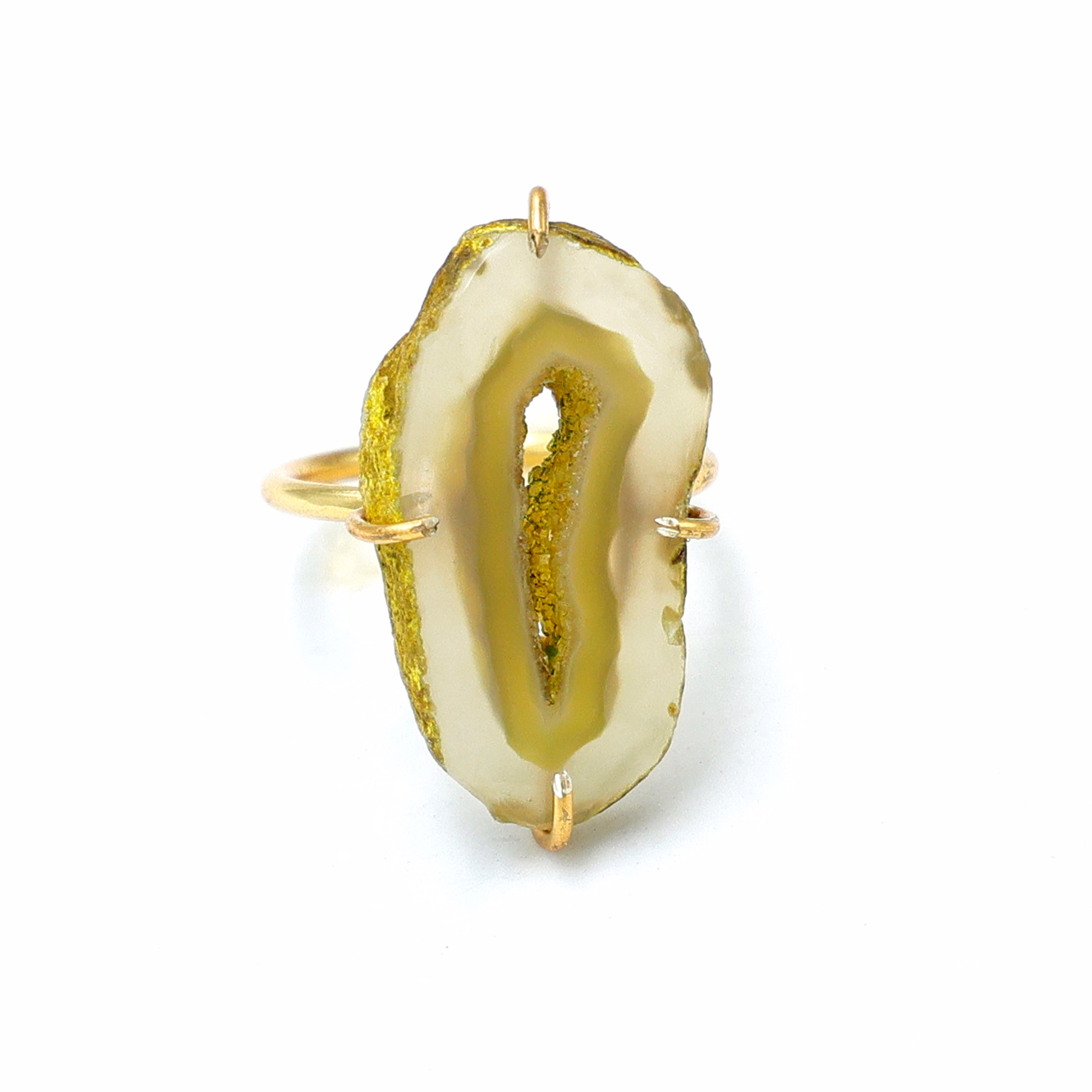 Dua Yellow Agate Gold-Plated Adjustable Ring – Contemporary Natural Stone Jewelry for Women image 2