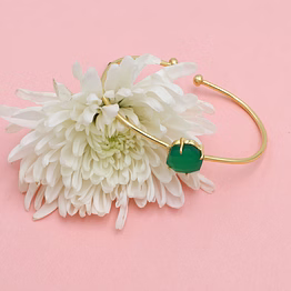 dua green onyx gold-plated bangle bracelet – elegant natural gemstone jewelry for women
