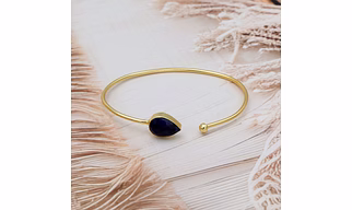 Dua Blue Jade Gold-Plated Bangle – Luxury Gemstone Bracelet for Women