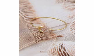 Dua Rose Quartz Pink Gold-Plated Moon Bangle – Feminine & Stylish Gemstone Jewelry