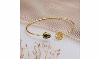 Dua Dalmatian Jasper Tree Bangle – Unique Multicolor Gold-Plated Gemstone Bracelet