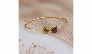 Dua Amethyst Trillion Rose Bangle – Purple Gold-Plated Statement Jewelry