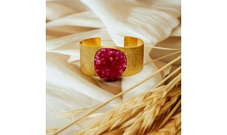 Dua Drusy Gold-Plated Bangle – Natural Agate Gemstone Jewelry for Women