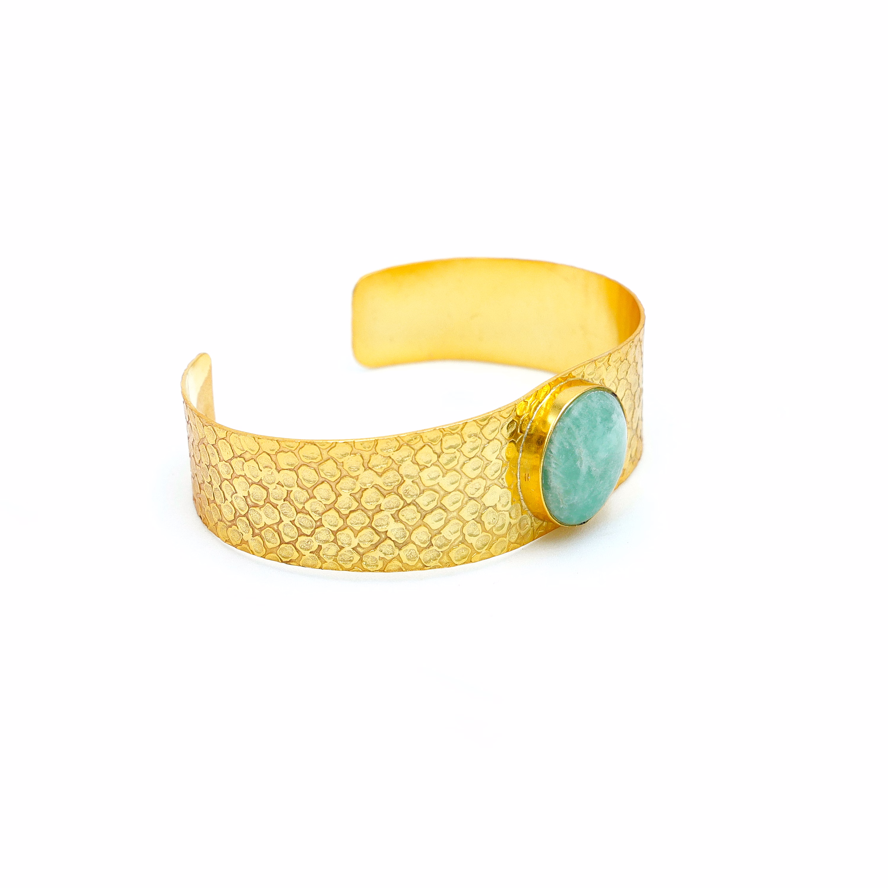 Dua Amazonite Bangle – Trendy Green Gold-Plated Gemstone Bracelet for Women image 3