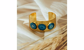 Dua Solar Quartz Bangle – Blue Gold-Plated Luxury Gemstone Bracelet