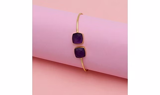 Dua Amethyst Gold-Plated Bangle | Elegant Purple Brass Bracelet for Women & Partywear