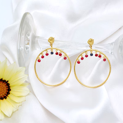 dua multicolor hoop earrings – handcrafted gold-plated ruby & sapphire quartz jewelry