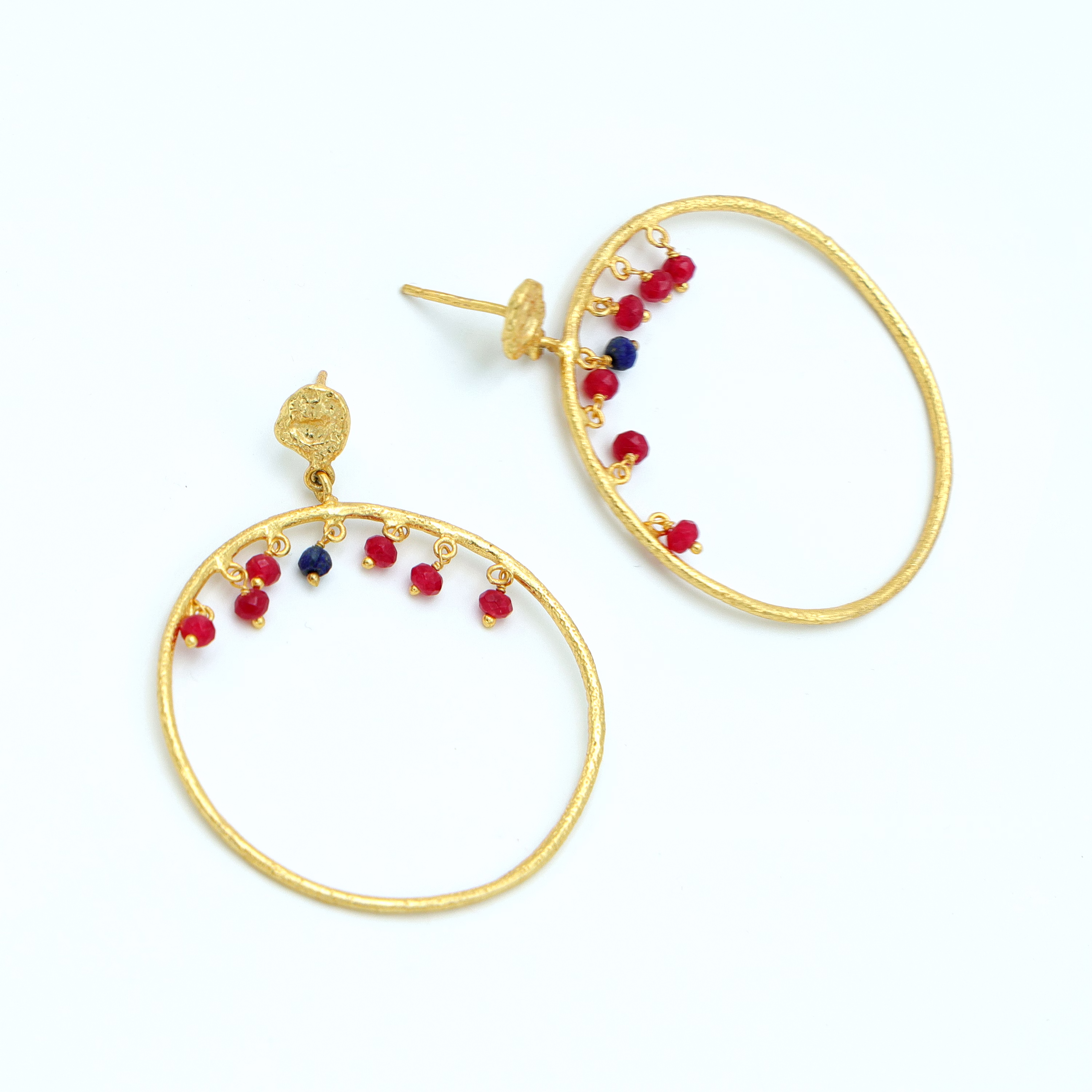 Dua Multicolor Hoop Earrings – Handcrafted Gold-Plated Ruby & Sapphire Quartz Jewelry image 4