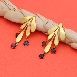 dua labradorite earrings – handmade gold-plated statement jewelry for women