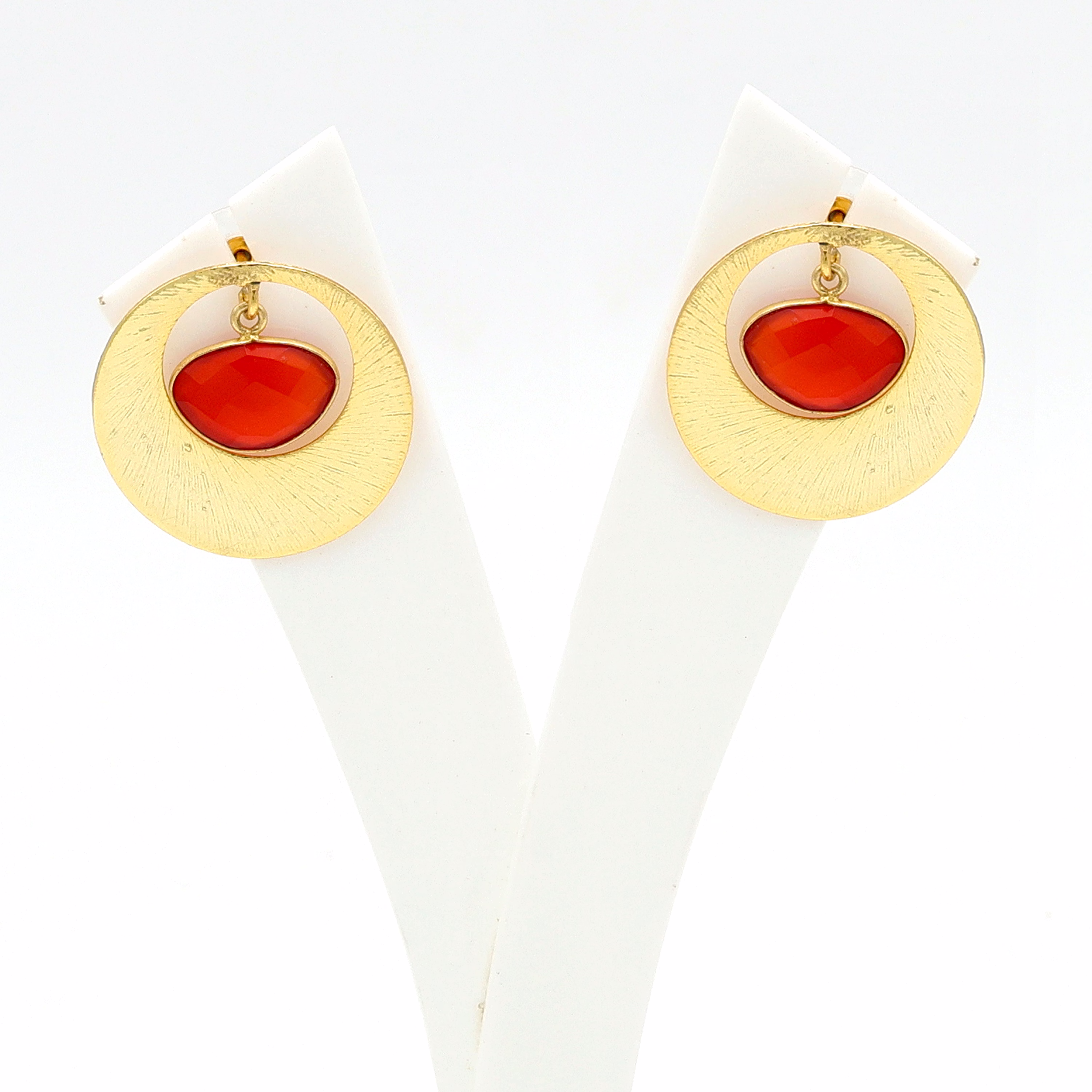 Dua Carnelian Chalcedony Earrings – Handmade Gold-Plated Statement Jewelry image 2