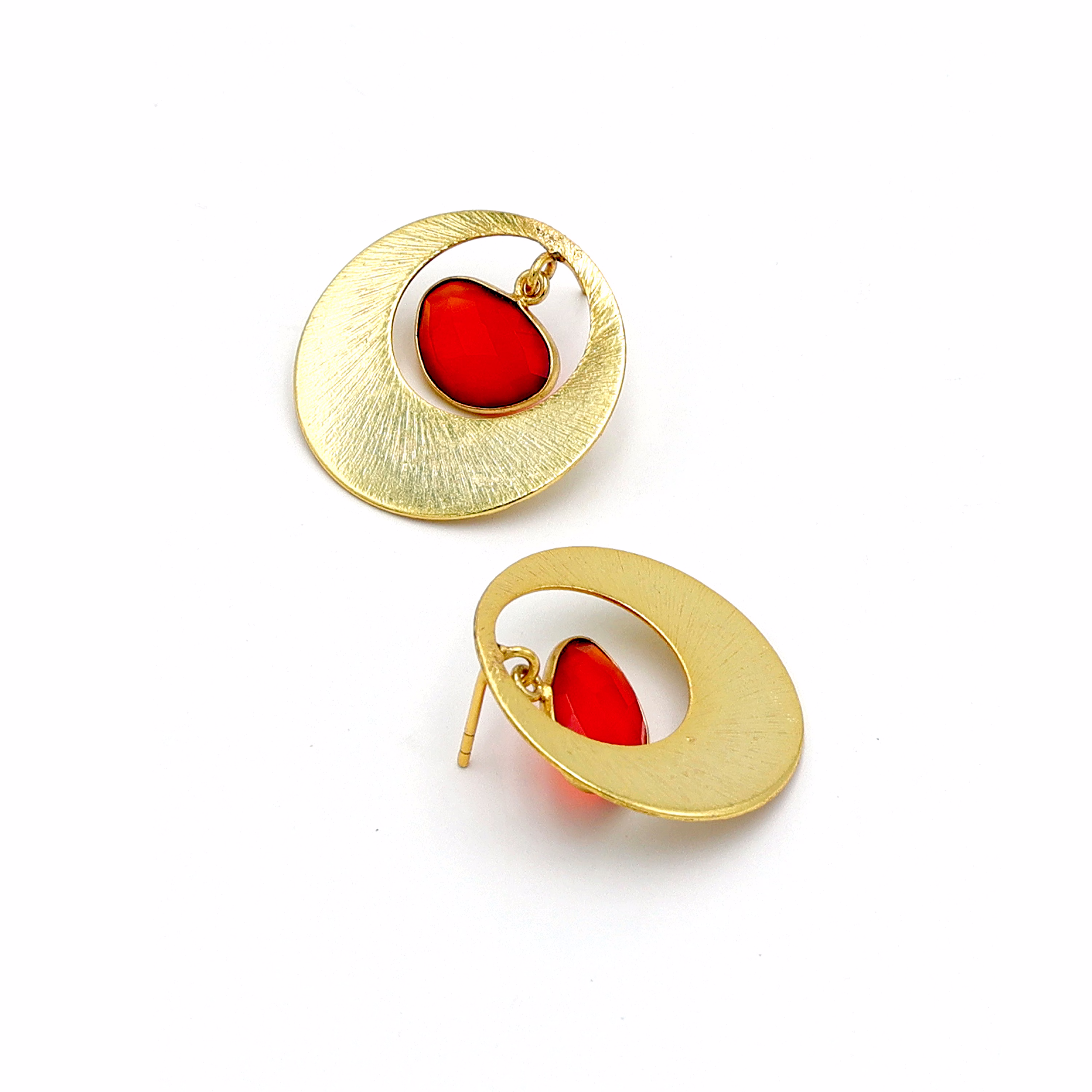 Dua Carnelian Chalcedony Earrings – Handmade Gold-Plated Statement Jewelry image 3