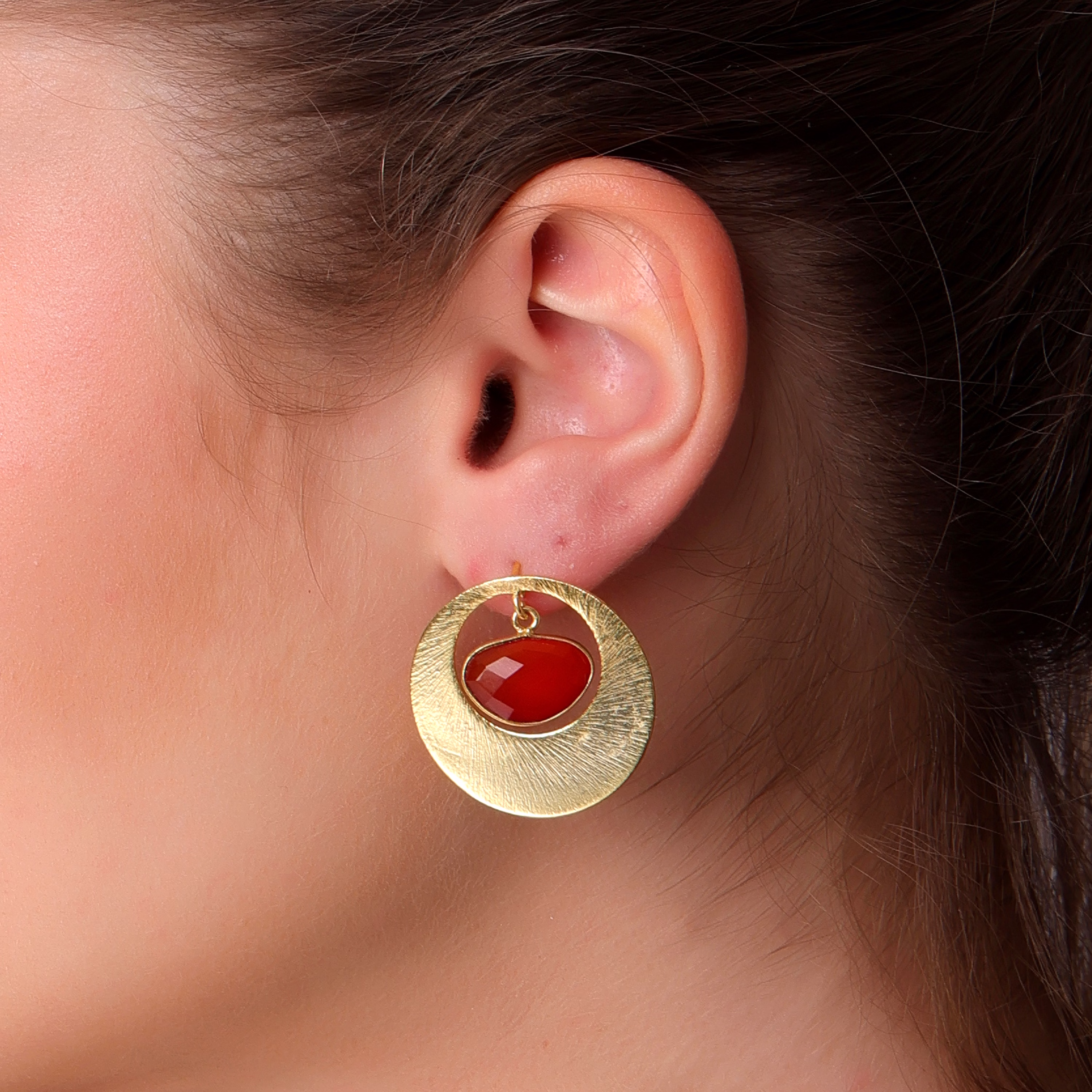 Dua Carnelian Chalcedony Earrings – Handmade Gold-Plated Statement Jewelry image 4