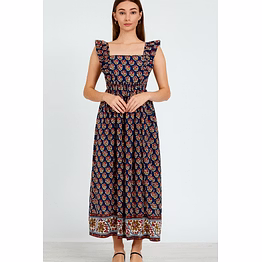 hand block printed cotton maxi dress | boho floral long dress | sleeveless ethnic summer outfit for women