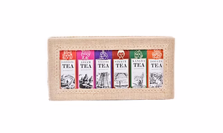 6-in-1 Delightful Teas (Darjeeling, Assam, Nilgiri, Sikkim, Kangra & Dooars) in Handcrafted Jute Box