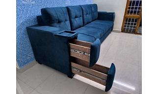 4 Seater Sofa with drawers in handles