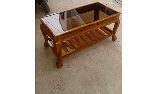 New Glass Sagwan Center Table