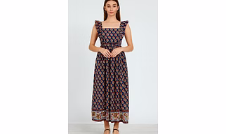 Hand Block Printed Cotton Maxi Dress | Boho Floral Long Dress | Sleeveless Ethnic Summer Outfit for Women