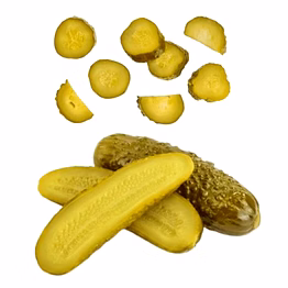sliced fermented gherkins in acetic acid