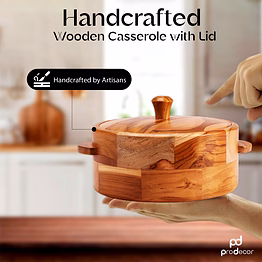 prodecor handcrafted wooden casserole with lid
