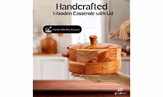 ProDecor Handcrafted Wooden Casserole with Lid