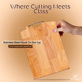 prodecor wooden cutting board with stainless steel hook