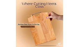 ProDecor Wooden Cutting Board with Stainless Steel Hook
