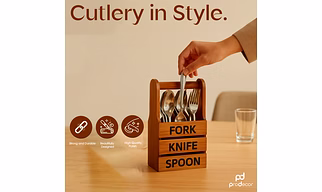 ProDecor Wooden Cutlery Holder – Fork, Knife & Spoon Organizer