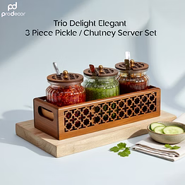 prodecor trio delight elegant 3 piece pickle/chutney server set