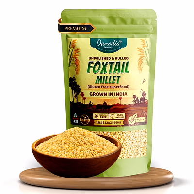 danodia foods organic foxtail millet (hulled, unpolished) – 2 lbs (950g) | gluten-free, yellow whole grain superfood | low gi, high fiber & protein | healthy rice alternative for super healthy diet