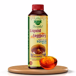 danodia foods liquid jaggery syrup (700g/1.54 lb) | natural sweetener from sugarcane | no preservatives | rich in minerals | alternative to refined sugar