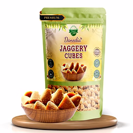 danodia foods organic jaggery cubes 1 lb (450g), pure & natural, no additives sweetener, vegan & gluten-free, nutrient-rich alternative to refined sugar for tea & coffee, indian origin | fda registered
