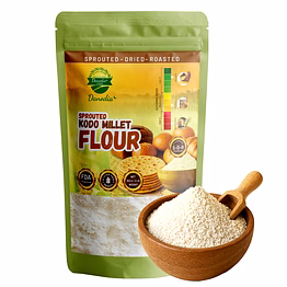 danodia foods sprouted kodo millet flour (950g/2 lbs) | sprouted, dried & roasted whole grain flour | gluten-free baking & cooking alternative | fda registered