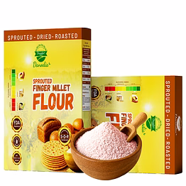 danodia foods sprouted finger millet flour (950g/2 lbs) | sprouted, dried & roasted whole grain flour | naturally gluten-free | perfect for chapati, flatbreads, pancakes & baking | fda registered