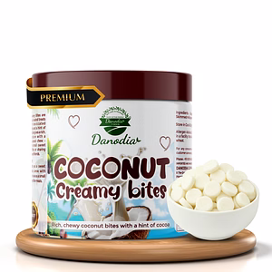 Danodia Foods Coconut Creamy Bites 300g (10.5 oz) | Rich & Chewy Coconut Bites with Hint of Cocoa | With Skimmed Milk Powder & Cocoa Powder | FDA Registered