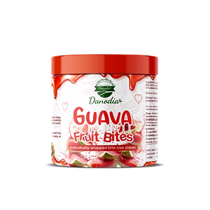 Danodia Foods Guava Fruit Bites 300g (10.5 oz) | Soft Chewy Guava Pulp Candy | Individually Wrapped Bite-Size Pieces | Resealable Jar | FDA Registered