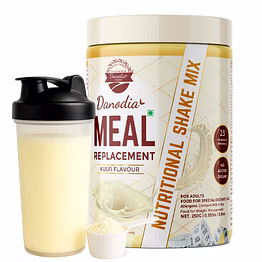 danodia foods nutritional shake (8.8 oz/250g) vanilla flavor | herbal meal replacement powder | 11.13 g protein | 123 kcal per serving | 23 vitamins & minerals | no added sugar | fda registered