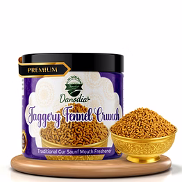 danodia foods jaggery fennel crunch 100g (3.53oz) | traditional gur saunf indian mouth freshener (mukhwas) | jaggery & fennel seeds | resealable pouch | fda registered